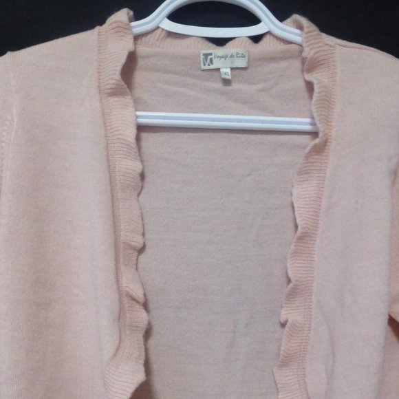 Women's Pink Ruffled Cardigan - Picture 5 of 9